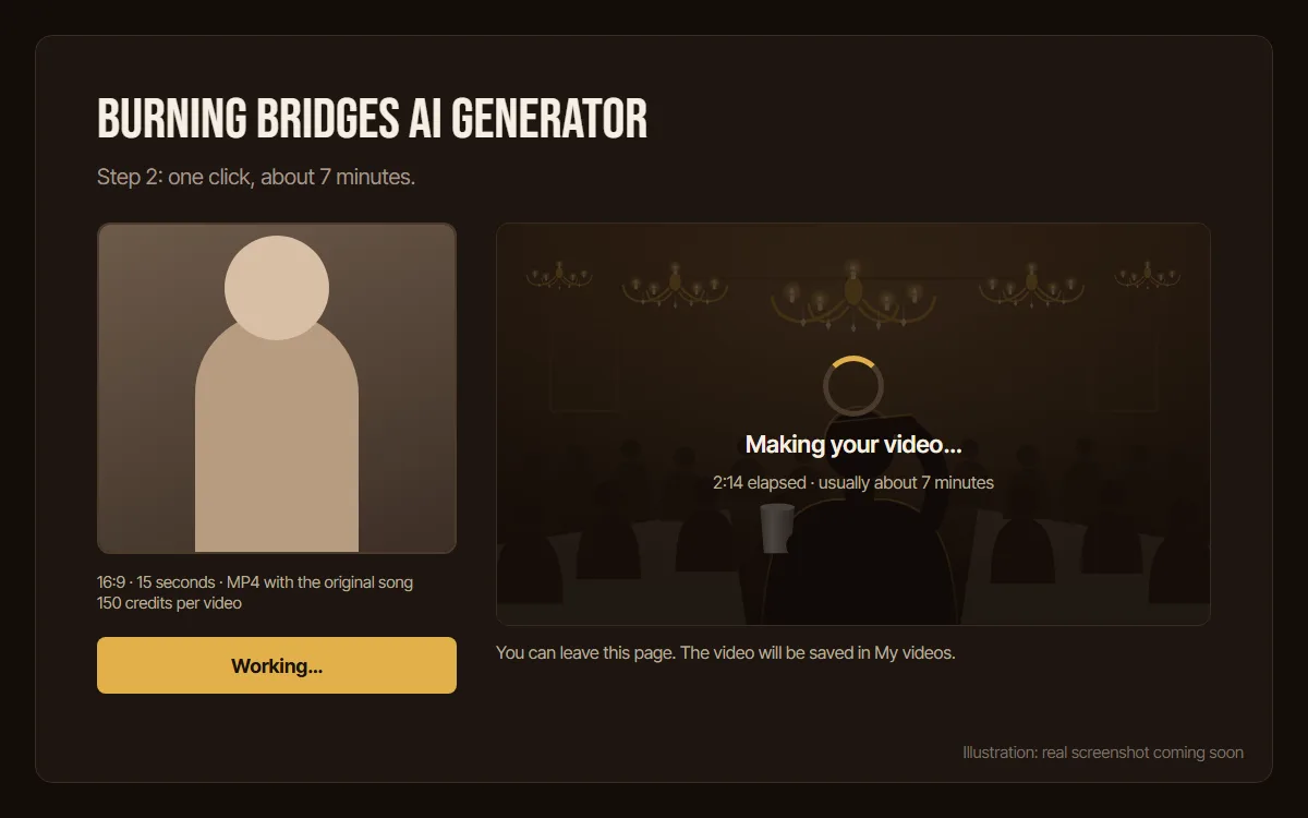 Generator showing the video in progress with the elapsed time